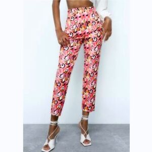 Zara Paisley Floral Print High Waist Retro Ankle Pants Trouser Women Size M